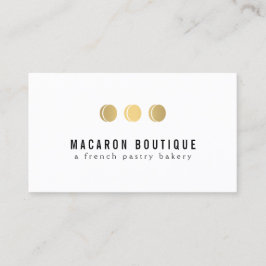Cartão De Visita Logotipo Dourado Macaron Trio Elegante em Branco