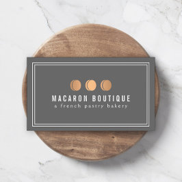 Cartão De Visita Logotipo Dourado Macaron Trio Elegante na Cinza