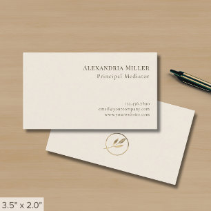Cartão De Visita Logotipo Dourado mínimo de marfim simples