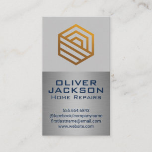 Cartão De Visita Logotipo Dourado moderno Silver Metálico