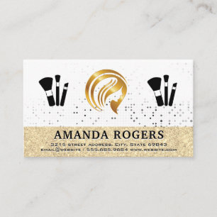 Cartão De Visita Logotipo Dourado Pincéis de maquilhagem