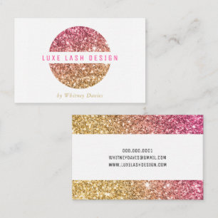 Cartão De Visita LOGOTIPO Dourado PINK GLITTER luxe glamoroso