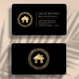 Cartão De Visita Logotipo Dourado Premium Imobiliário Preto