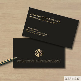 Cartão De Visita Logotipo Dourado preto minimalista moderno