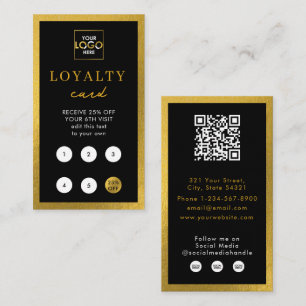 Cartão De Visita Logotipo Dourado preto para empresas Lealdade a có