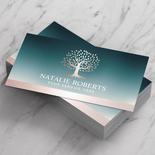 Cartão De Visita Logotipo Dourado rosa Tree Teto Wellness Salon Spa