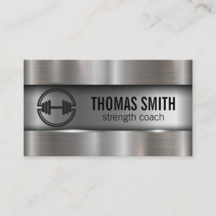 Cartão De Visita Logotipo Dumbbell   Fundo Metálico