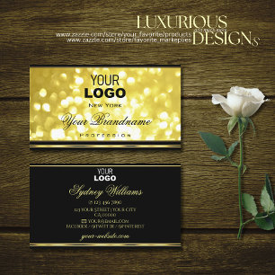 Cartão De Visita Logotipo e borda Dourada preta do Ouro amarelo