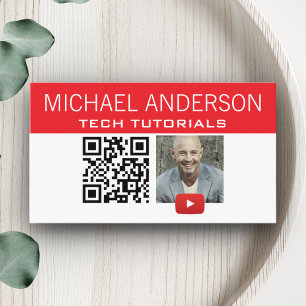 Cartão De Visita Logotipo e Código QR do Canal do YouTube YouTube