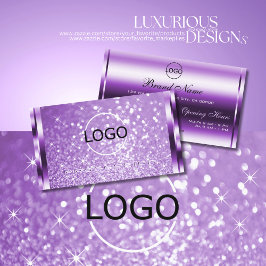 Cartão De Visita Logotipo e estrelas luminosas roxas luxuosas luxuo