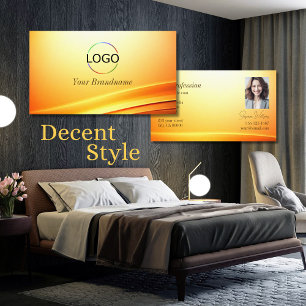 Cartão De Visita Logotipo e Foto do Decor Curvado em Laranja Nobre
