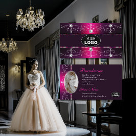 Cartão De Visita Logotipo e Foto do Ornamentado Rosa Glamoroso Borg