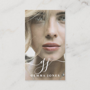 Cartão De Visita Logotipo e fotografia do Monograma de Caligrafia E