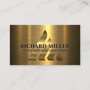 Cartão De Visita Logotipo e fundo metálicos Dourados