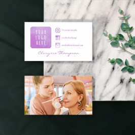 Cartão De Visita Logotipo e mídia social de fotos em aquarela púrpu