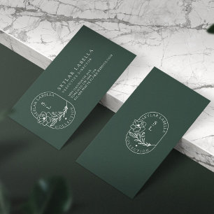 Cartão De Visita Logotipo e Monograma Botânico Floral Moderno em A