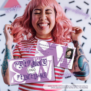 Cartão De Visita Logotipo e Monograma do Lilac Purple White Moderno