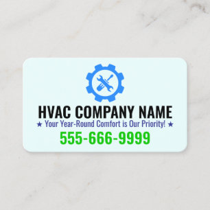 Cartão De Visita Logotipo e slogan HVAC personalizados para aquecim