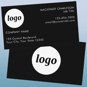 Cartão De Visita Logotipo e Texto Simples Preto
