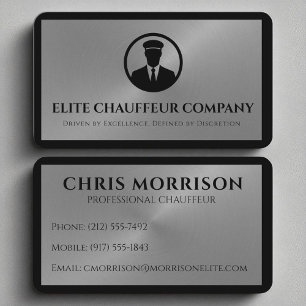 Cartão De Visita Logotipo editável Elegante de Prata de Luxo Chauff