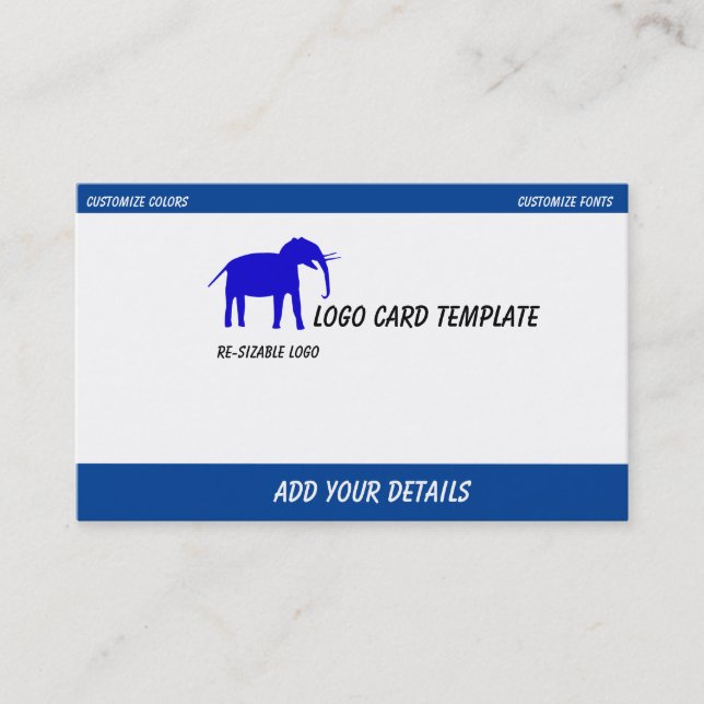 Cartão De Visita Logotipo Elefante Azul (Frente)