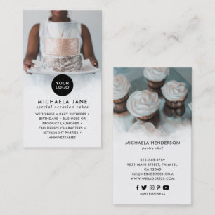 Cartão De Visita Logotipo Elegante 2 Fotos Serviços e Mídia Social