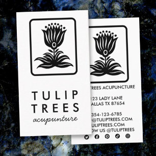 Cartão De Visita Logotipo Elegante Chic Estilizado Tulipas Bem-Esta