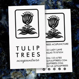 Cartão De Visita Logotipo Elegante Chic Estilizado Tulipas Bem-Esta