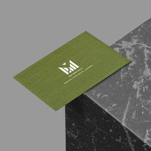 Cartão De Visita Logotipo Elegante de Textura do Tecido Verde Monog