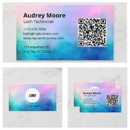 Cartão De Visita Logotipo Elegante Minimalista Moderno Código QR Ey