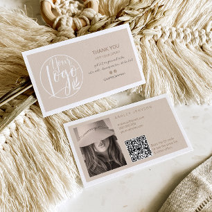 Cartão De Visita Logotipo Elegante minimalista Qr obrigado de pedid