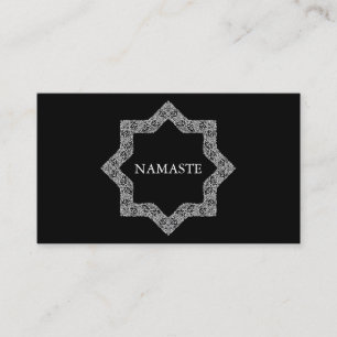 Cartão De Visita Logotipo Elegante preto e branco de Mandala Art Yo