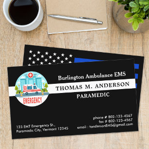 Cartão De Visita Logotipo emblema do Serviço Ambulante EMT paramédi