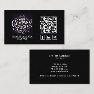 Cartão De Visita Logotipo Empresarial Código QR Moderno Profissiona