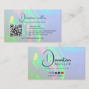 Cartão De Visita Logotipo Empresarial Código QR opala