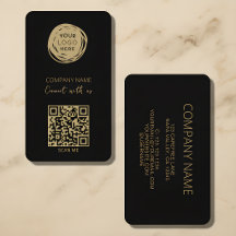 Logotipo Empresarial Código QR Preto Moderno