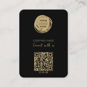 Cartão De Visita Logotipo Empresarial Código QR Preto Poderoso