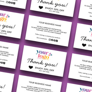 Cartão De Visita Logotipo Empresarial de Descontos Básico Obrigado