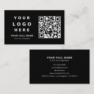 Cartão De Visita Logotipo Empresarial E Código Qr Simples Minimalis