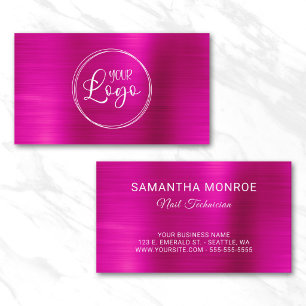 Cartão De Visita Logotipo Empresarial Faux Rosa Quente Ombre Foil