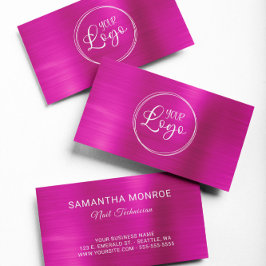 Cartão De Visita Logotipo Empresarial Faux Rosa Quente Ombre Foil