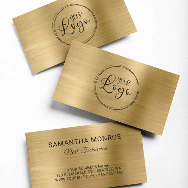Cartão De Visita Logotipo Empresarial Folha Dourada Falsa (Business Logo Faux Gold Foil Business Card)