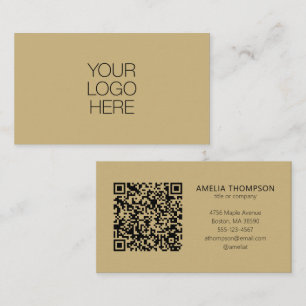 Cartão De Visita Logotipo Empresarial Profissional QR Code Bege Mar