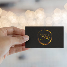 Cartão De Visita Logotipo Empresarial Redondo em Promo Preto