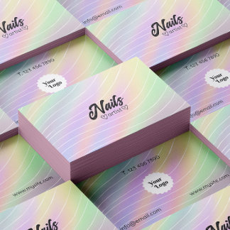 Cartão De Visita Logotipo estético do holograma da Tendy