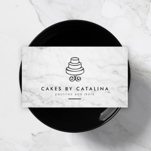 Cartão De Visita Logotipo estratificado do bolo do vintage na