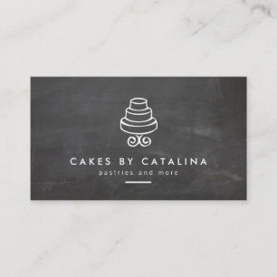 Cartão De Visita Logotipo estratificado do bolo do vintage na