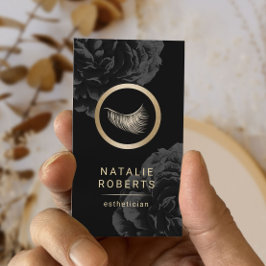 Cartão De Visita Logotipo Eyelash Torção Floral Escura Artista Este