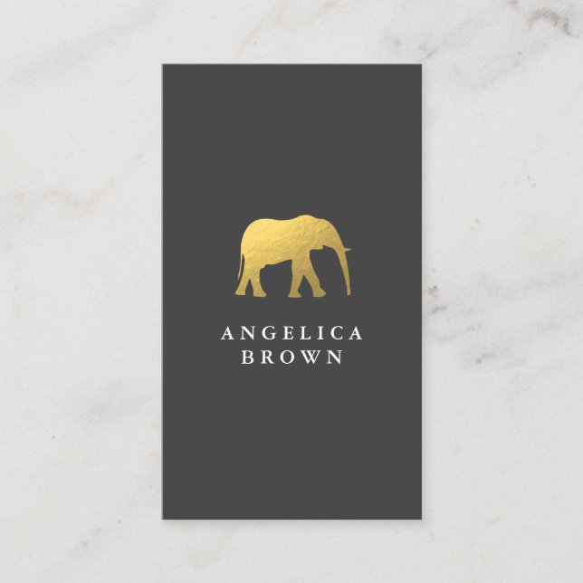 Cartão De Visita Logotipo Faux Gold Foil Elephant (Frente)