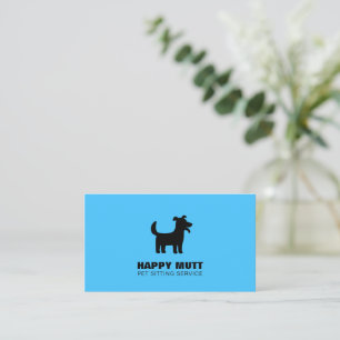 Cartão De Visita Logotipo Feliz Pet Sitting Service Care Sky Blue